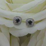 0.75 Carat (ctw) 14K White Gold Round Cut Black & White Diamond Ladies Halo Stud Earrings 3/4 CT