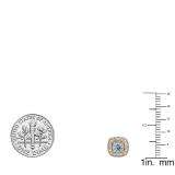 0.75 Carat (ctw) 10K Rose Gold Round Cut Aquamarine & White Diamond Ladies Halo Stud Earrings 3/4 CT