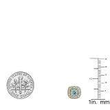 0.75 Carat (ctw) 14K Yellow Gold Round Cut Aquamarine & White Diamond Ladies Halo Stud Earrings 3/4 CT