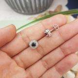 0.75 Carat (ctw) 14K White Gold Round Cut Blue Sapphire & White Diamond Ladies Halo Stud Earrings 3/4 CT