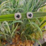0.75 Carat (ctw) 14K White Gold Round Cut Blue Sapphire & White Diamond Ladies Halo Stud Earrings 3/4 CT