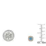 0.75 Carat (ctw) 10K Rose Gold Round Cut Blue Topaz & White Diamond Ladies Halo Stud Earrings 3/4 CT