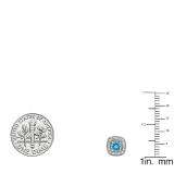 0.75 Carat (ctw) 10K White Gold Round Cut Blue Topaz & White Diamond Ladies Halo Stud Earrings 3/4 CT