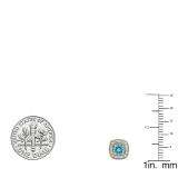 0.75 Carat (ctw) 10K Yellow Gold Round Cut Blue Topaz & White Diamond Ladies Halo Stud Earrings 3/4 CT