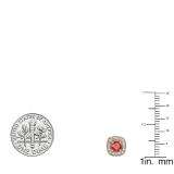 0.75 Carat (ctw) 14K Rose Gold Round Cut Ruby & White Diamond Ladies Halo Stud Earrings 3/4 CT