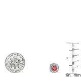 0.75 Carat (ctw) 14K White Gold Round Cut Ruby & White Diamond Ladies Halo Stud Earrings 3/4 CT