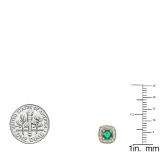 0.75 Carat (ctw) 14K Yellow Gold Round Cut Emerald & White Diamond Ladies Halo Stud Earrings 3/4 CT