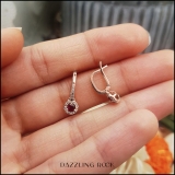 0.47 Carat (ctw) 10K Rose Gold Round Ruby & White Diamond Ladies Halo Style Dangling Drop Earrings 1/2 CT
