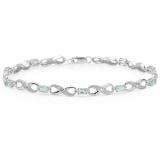 2.89 Carat (ctw) 10K White Gold Real Oval Cut Blue Topaz & Round Cut White Diamond Ladies Infinity Link Tennis Bracelet