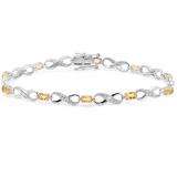 2.27 Carat (ctw) 18K White Gold Real Oval Cut Citrine & Round Cut White Diamond Ladies Infinity Link Tennis Bracelet