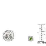 0.75 Carat (ctw) 10K White Gold Round Cut Peridot & White Diamond Ladies Halo Stud Earrings 3/4 CT