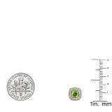 0.75 Carat (ctw) 14K Yellow Gold Round Cut Peridot & White Diamond Ladies Halo Stud Earrings 3/4 CT