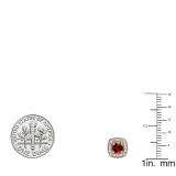 0.75 Carat (ctw) 14K Rose Gold Round Cut Garnet & White Diamond Ladies Halo Stud Earrings 3/4 CT