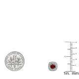 0.75 Carat (ctw) 14K White Gold Round Cut Garnet & White Diamond Ladies Halo Stud Earrings 3/4 CT