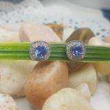 0.75 Carat (ctw) 14K White Gold Round Cut Tanzanite & White Diamond Ladies Halo Stud Earrings 3/4 CT