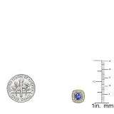 0.75 Carat (ctw) 14K Yellow Gold Round Cut Tanzanite & White Diamond Ladies Halo Stud Earrings 3/4 CT