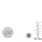 0.75 Carat (ctw) 18K White Gold Round Cut Tanzanite & White Diamond Ladies Halo Stud Earrings 3/4 CT