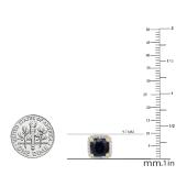 2.80 Carat (ctw) 10K Yellow Gold Cushion Cut Blue Sapphire & Round Cut White Diamond Ladies Square Frame Halo Stud Earrings