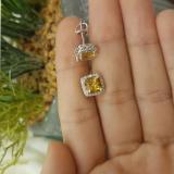 2.80 Carat (ctw) 18K White Gold Cushion Cut Citrine & Round Cut White Diamond Ladies Square Frame Halo Stud Earrings