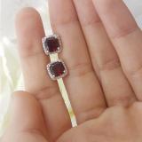 2.80 Carat (ctw) 10K White Gold Cushion Cut Garnet & Round Cut White Diamond Ladies Square Frame Halo Stud Earrings