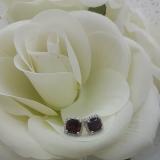 2.80 Carat (ctw) 14K White Gold Cushion Cut Garnet & Round Cut White Diamond Ladies Square Frame Halo Stud Earrings