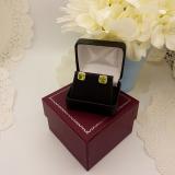 2.80 Carat (ctw) 14K White Gold Cushion Cut Peridot & Round Cut White Diamond Ladies Square Frame Halo Stud Earrings