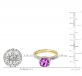 1.75 Carat (ctw) 10K Yellow Gold Round Cut Amethyst & White Diamond Ladies Bridal Halo Engagement Ring With Matching Band Set 1 3/4 CT