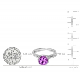 1.75 Carat (ctw) 14K White Gold Round Cut Amethyst & White Diamond Ladies Bridal Halo Engagement Ring With Matching Band Set 1 3/4 CT