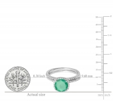 1.75 Carat (ctw) 18K White Gold Round Cut Emerald & White Diamond Ladies Bridal Halo Engagement Ring With Matching Band Set 1 3/4 CT
