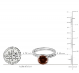 1.75 Carat (ctw) 14K White Gold Round Cut Garnet & White Diamond Ladies Bridal Halo Engagement Ring With Matching Band Set 1 3/4 CT