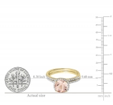 1.75 Carat (ctw) 10K Yellow Gold Round Cut Morganite & White Diamond Ladies Bridal Halo Engagement Ring With Matching Band Set 1 3/4 CT