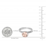 1.75 Carat (ctw) 18K White Gold Round Cut Morganite & White Diamond Ladies Bridal Halo Engagement Ring With Matching Band Set 1 3/4 CT