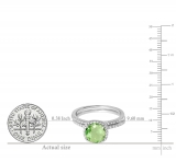 1.75 Carat (ctw) 10K White Gold Round Cut Peridot & White Diamond Ladies Bridal Halo Engagement Ring With Matching Band Set 1 3/4 CT