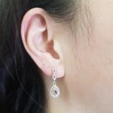 1.30 Carat (ctw) 10K White Gold Pear Cut Morganite & Round Cut White Diamond Ladies Halo Style Dangling Drop Earrings
