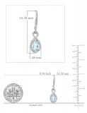 7x5mm Each Oval Aquamarine & Round White Diamond Infinity Dangling Lever Back Earrings for Women in 10K White Gold
