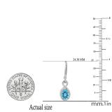 7X5 MM Each Oval Blue Topaz & Round White Diamond Ladies Infinity Dangling Earrings 18K White Gold