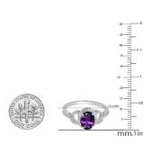 1.45 Carat (ctw) 10K White Gold Oval Cut Amethyst & Round Cut White Diamond Ladies Bridal Halo Style Engagement Ring 1 1/2 CT
