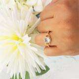 1.45 Carat (ctw) 10K Rose Gold Oval Cut Aquamarine & Round Cut White Diamond Ladies Bridal Halo Style Engagement Ring 1 1/2 CT