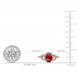 1.45 Carat (ctw) 10K Rose Gold Oval Cut Garnet & Round Cut White Diamond Ladies Bridal Halo Style Engagement Ring 1 1/2 CT