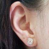 0.70 Carat (ctw) Rose Gold Plated Sterling Silver Round Cut Morganite & White Diamond Ladies Halo Stud Earrings 3/4 CT