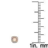 0.70 Carat (ctw) Rose Gold Plated Sterling Silver Round Cut Morganite & White Diamond Ladies Halo Stud Earrings 3/4 CT