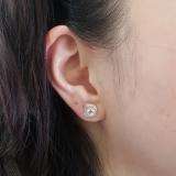 0.70 Carat (ctw) Rose Gold Plated Sterling Silver Round Cut Morganite & White Diamond Ladies Halo Stud Earrings 3/4 CT