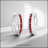 0.18 Carat (ctw) 10K White Gold Small Round Ruby Huggie Hoop Earrings