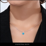 0.65 Carat (ctw) 18K White Gold Heart Cut Blue Topaz Ladies Heart Shaped Pendant