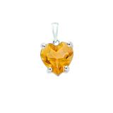 0.65 Carat (ctw) 14K White Gold Heart Cut Citrine Ladies Heart Shaped Pendant