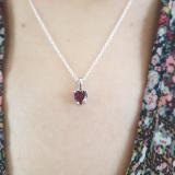 0.65 Carat (ctw) 18K White Gold Heart Cut Garnet Ladies Heart Shaped Pendant