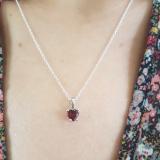 0.65 Carat (ctw) 18K White Gold Heart Cut Garnet Ladies Heart Shaped Pendant