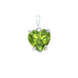 0.65 Carat (ctw) 14K White Gold Heart Cut Peridot Ladies Heart Shaped Pendant