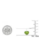 0.65 Carat (ctw) 14K White Gold Heart Cut Peridot Ladies Heart Shaped Pendant