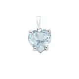 0.65 Carat (ctw) 18K White Gold Heart Cut Aquamarine Ladies Heart Shaped Pendant